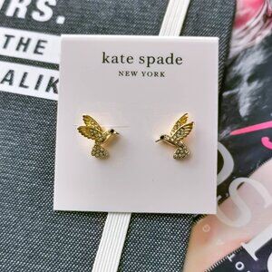 New Kate Spade Grandma's Closet Hummingbird Stud Earrings Gold